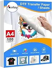 DTF Transfer paper - A4, 100 Sheets, 8.3" x 11.7", DTF Heat Transfer Paper Cold Peel Compatible with Inkjet Printer for DIY T-Shirt ，Bag，Cup
