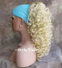 Light Blonde Ponytail Hairpiece LONG Claw Clip in/on Curly Extension Hair Piece