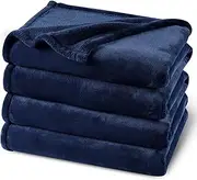 PHF Ultra Soft Fleece Blanket Queen Size, No Shed No Pilling Luxury Plush Cozy Flannel 300GSM Lightweight Blanket for Bed, Couch, Chair, Sofa Suitable for All Season , 90" x 90", Navy Blue