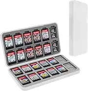 FYY Nintendo Switch Game Case - White Nintendo Switch Game Holder for Nintendo Switch Cartridge Case with 24 Game Card Slots & 48 Micro SD Card Slots, Switch Card Case- Hard Shell, Silicone Lining