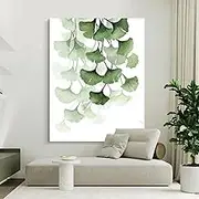 Hand-Painted Oil Painting - Green Simple Ginkgo Leaves Texture Painting Large Size Sofa Background Wall Decorative Painting,Living Room Sofa Background Wall Decoration Painting,As Shown,120 X 200Cm