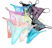 [Bestyou] Pack of 10 Sheer Lace G-String Sexy Lingerie T-Back Thongs Panties Underwears Assorted Color