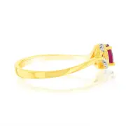 9ct Yellow Gold Natural Ruby 10Diamonds Ring, S