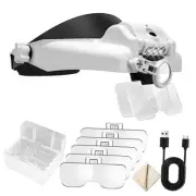 Headband Magnifier with LED Light, Rechargeable Head Mount Magnifier 6