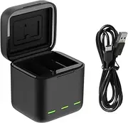 TELESIN Charger 3-Channel USB Battery Quick Charger with Type-C Cord for Go Pro Hero 12/11/10/9 Black, Batteries Storage Carrying Case Fully Compatible with Original Go Pro 9 10 11 Camera