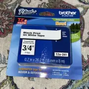 Genuine Brother TZe-241 3/4" Black on White Tape For Brother P-Touch