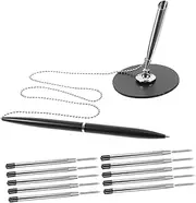 TOGEVAL Rotary Writing Desk Pen Multi-purpose Business Pen Stand Metal Ball Chain Pen for Office Hotel Use