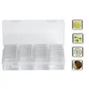 40Pcs Square Plastic Coin Collection Boxes Storage Holder Container Boxes Case w