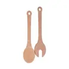 2pc Eco Basics 30.5cm Wooden Spoon & Fork Salad Set Serving Utensils Natural