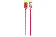 Leather Single Row Studded Dog Collar - Pink - 45cm (Pet One) Soft Leather Collar