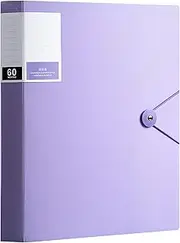 Binder with Plastic Sleeves 40/60/80 Pocket Bound Sheet Protector Presentation Book, Display Book, for A4 Size Inserts (60 Pocket, Purple)