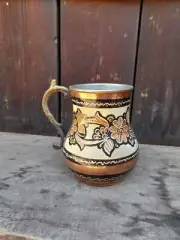Handmade hand embroidered Copper camping mug
