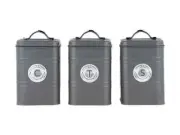 Maxwell & Williams Grantham Canister Set of 3 Gift Boxed Charcoal RRP $49.95
