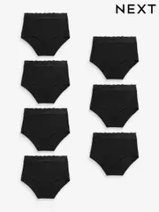 Black Full Brief Cotton and Lace Knickers 7 Pack (N66241) | $53