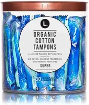L. Organic Cotton Tampons with BPA-Free Applicators, Super Absorbency (30 Count)