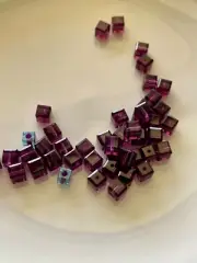 Amethyst Purple Faceted Crystal Cube Beads, 4mm, 45 count