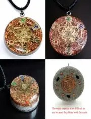 Metatron's Cube Merkaba 7 Chakras w/Crystals Stones Orgone Pendant...