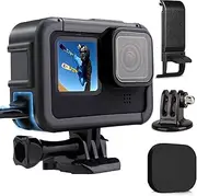 FitStill Protective Accessories Kit Frame Mount Housing Case Compatible with GoPro Hero 11/10/9 Black,Vlog Cage Case with Cold Shoe Adapter &Side Cover & Lens Caps &Quick Pull Movable Socket and Screw