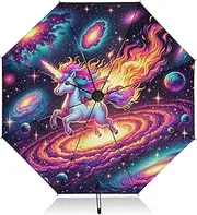 [RPLIFE] Travel Umbrella, Lightweight Portable Automatic Open/close Umbrella for Women, Travel Umbrellas for Rain, Wind and Sun, Space Galaxy Unicorn