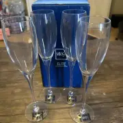 Set Of 4 Mikasa Crystal Champagne Flutes Glasses Tall 6oz Stemware Elite