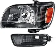 Headlight Assembly Headlamp Reflector Compatible For Toyota Tacoma 2001 2002 2003 2004 Headlight+Corner Parking Signal Lights+Bumper Light(Right A)