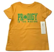 NWT Peek Boys Girls 2T Yellow Prodigy in the Making Science Graphic Shirt
