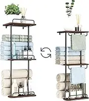 BEGULF 3 Tier Bath Towel Storage Holder for Small Bathroom, Wall Mounted Towel Rack with Metal Organizer Shelf and Hang Rods (3 Tier)