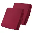 2 Pcs Couch Cushion Cover, 20"x20" Polyester Stretch Sofa Cover, Wine Red