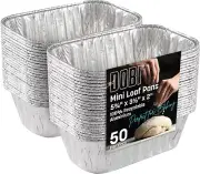100 Pack Mini Loaf Baking Pans Disposable Aluminum Foil 1lb Small Bread Tins New
