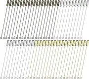 uxcell 60-Pack Brooch Stick Pins, 2.8" Copper Long Needle Eye Pin with Stopper Ends for DIY Clothing/Accessories/Suit Tie/hat/Scarf, Straight Flat Head Pins [Silver/Gold/Bronze]