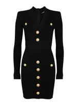 Balmain Ribbed Stretch-knit Mini Dress - Black - 6 6