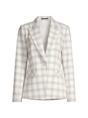 $395 ELIE TAHARI Knit Jacquard Plaid Blazer Jacket Coat 14 16 Black White