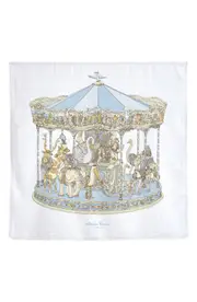 ATELIER CHOUX Blue Carousel Cotton Swaddle at Nordstrom One Size