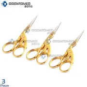 ODM 3 Stork Sewing Embroidery Scissor 3.5", Gold Plated New