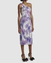 $2845 Dolce & Gabbana Women's Purple Silk Floral One-Shoulder Dress Size 40