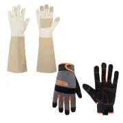 HANDLANDY Bundle - 2 Pairs: Rose Pruning Long Gardening Gloves, Mechanic Working