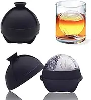 Helpcook Round Ice Ball Molds - Silicone Sphere Ice Molds with Built-in Funnel-Makes 2.5 Inch Large Ice Balls for Whiskey & Cocktails (2/4/6 Pack) 2 Pack Black