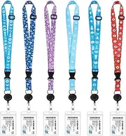 6Pack Cruise Lanyard Set - Retractable With Waterproof ID Badge Reel Holder, Adjustable Nautical Lanyard With Detachable Buckle for Ships Key Cards