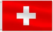 3×5 FT Switzerland Flag,Large Swiss National Decor,Double Side Digital Printed 75D Polyester Banner With Canvas Header Brass Grommet
