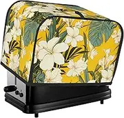 Yellow Flower Print 2 Slice Toaster Cover Fingerprint Bread Maker Protectors,Kitchen Small Appliance Dust Cover