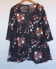 Taking Shape Top 16 Womens Black White Red Polka Dot Floral TS Stretch Pocket