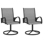 NNEVL Garden Swivel Chairs 2 pcs Textilene and Steel Grey