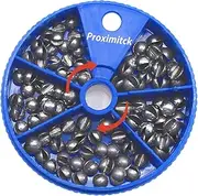 Proximitck Fishing Weights Sinkers 200PCS/105PCS Round Split Shot Sinker Set - 5 Sizes Lead Weights Removable for Versatile Fishing Purposes