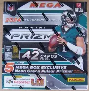 2024 PANINI PRIZM FOOTBALL MEGA BOX NEON GREEN PULSAR PRIZMS! 42 CARDS SEALED