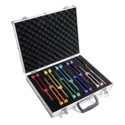 Chakra Tuning Fork Set for Healing,Sound Therapy,Keep Body,with Rubber Mallet,Wrench,Cleaning Cloth and Aluminum Box As shown