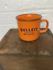 Bulleit Bourbon Frontier Whiskey Campfire Mug Coffee Cup Orange Ceramic