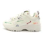 【最高折350】 FILA 米白 百搭 老爹 皮質 厚底 運動休閒鞋 女款 J2324【新竹皇家5-C112Y-166】