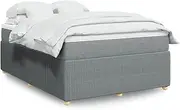 Bed Furniture Box Spring Bed with Mattress Dark Grey Double Fabric
