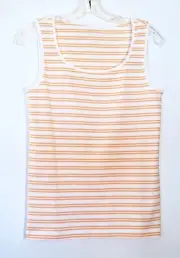NWT Chico’s Ribbed Sleeveless Striped Tivona Tank Top, Peach & White, Sz. 2 (L)