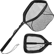 CosiNst Floating Fishing Net for Steelhead, Salmon, Fly, Kayak, Catfish, Bass, Trout Fishing, 0.8-1.2m Rubber Coated Landing Net for Easy Catch & Release, Compact & Foldable for Easy to Carry